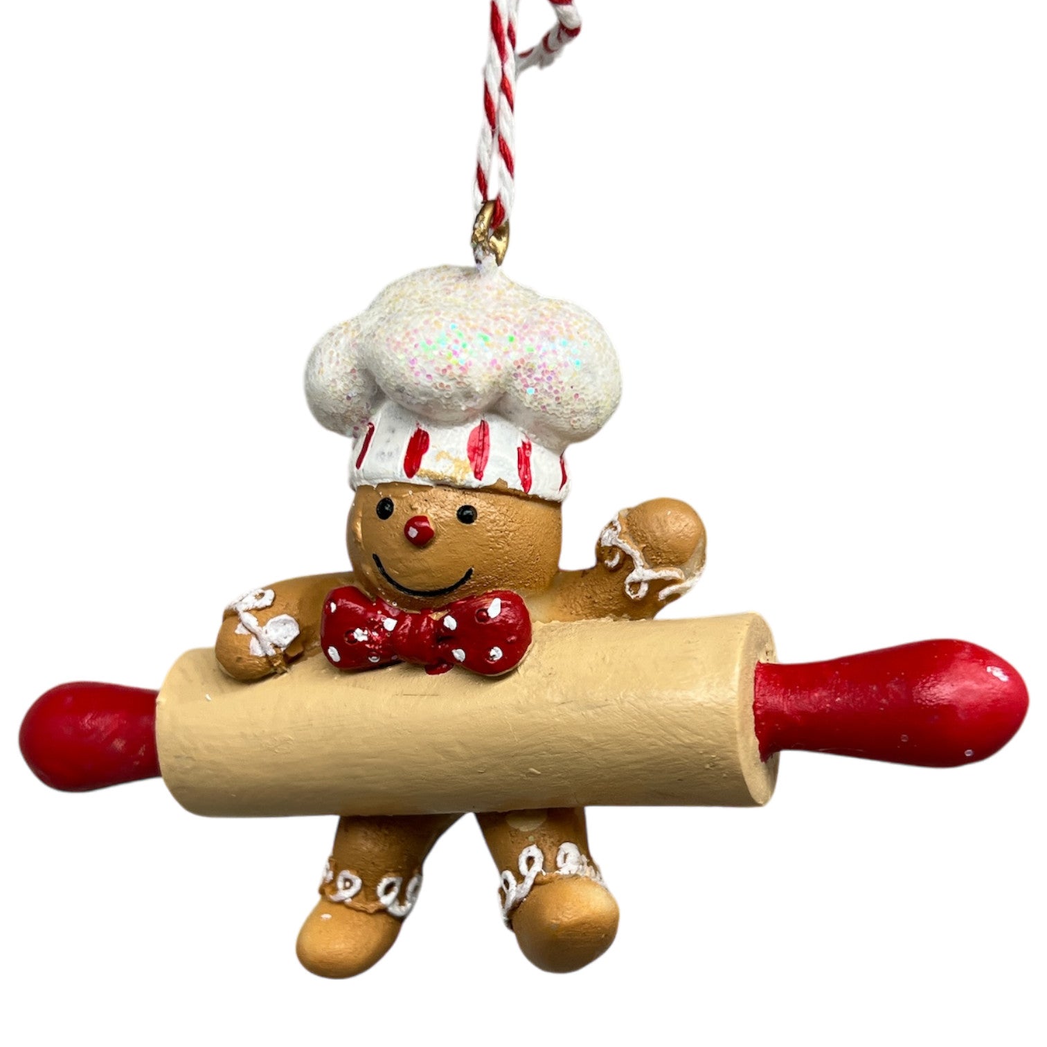 Resin Holiday Gingerbread Chef  with Rolling Pin Ornament