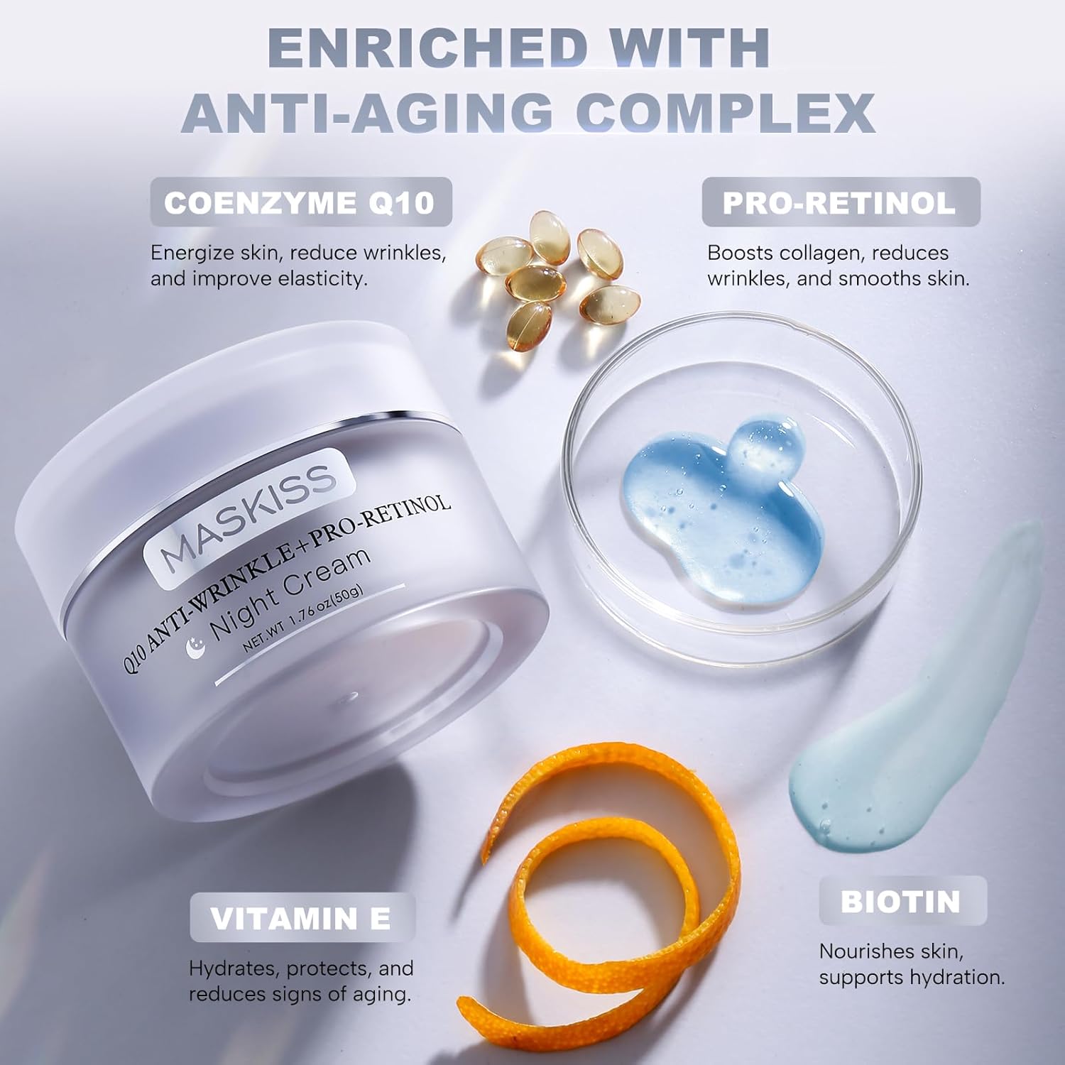 Firming Neck Cream & Anti-Wrinkle Night Cream with Coenzyme Q10 + Pro-Retinol, Unscented Skin Firming Neck Cream, Anti Aging Facial Moisturizer for Sensitive Skin, 1.76 Oz Jar