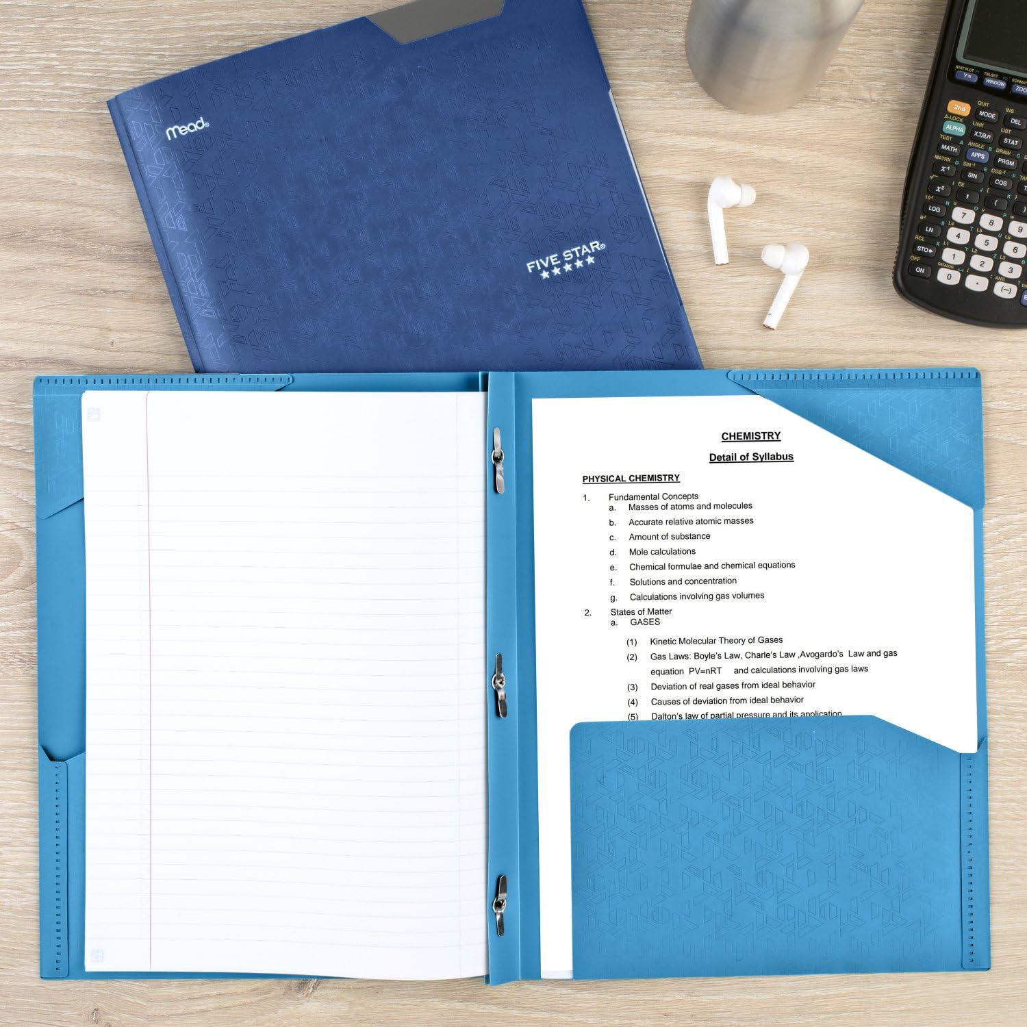 Five Star 2-Pocket Folder, 4 Pack, Plastic Folder with Stay-Put Tabs and Prong Fasteners, Holds 8-1/2" x 11" Paper, Black, Fire Red, Forest Green, Pacific Blue (38048)