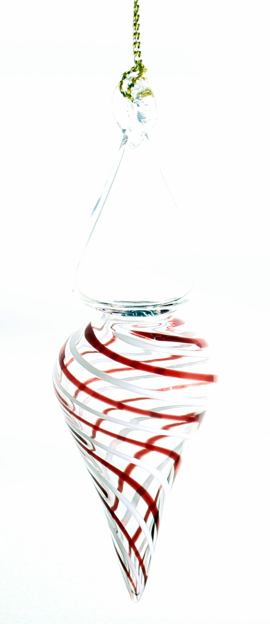 Candy Cane Stripe Blown Glass Ornament - Finial