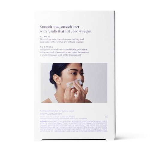 Flamingo Women Face Waxing Kit, Facial Waxing Kit with 20 Wax Strips for Face, 8 Post-Wax Cloths, and 1 Post-Wax Serum, Pack of 2