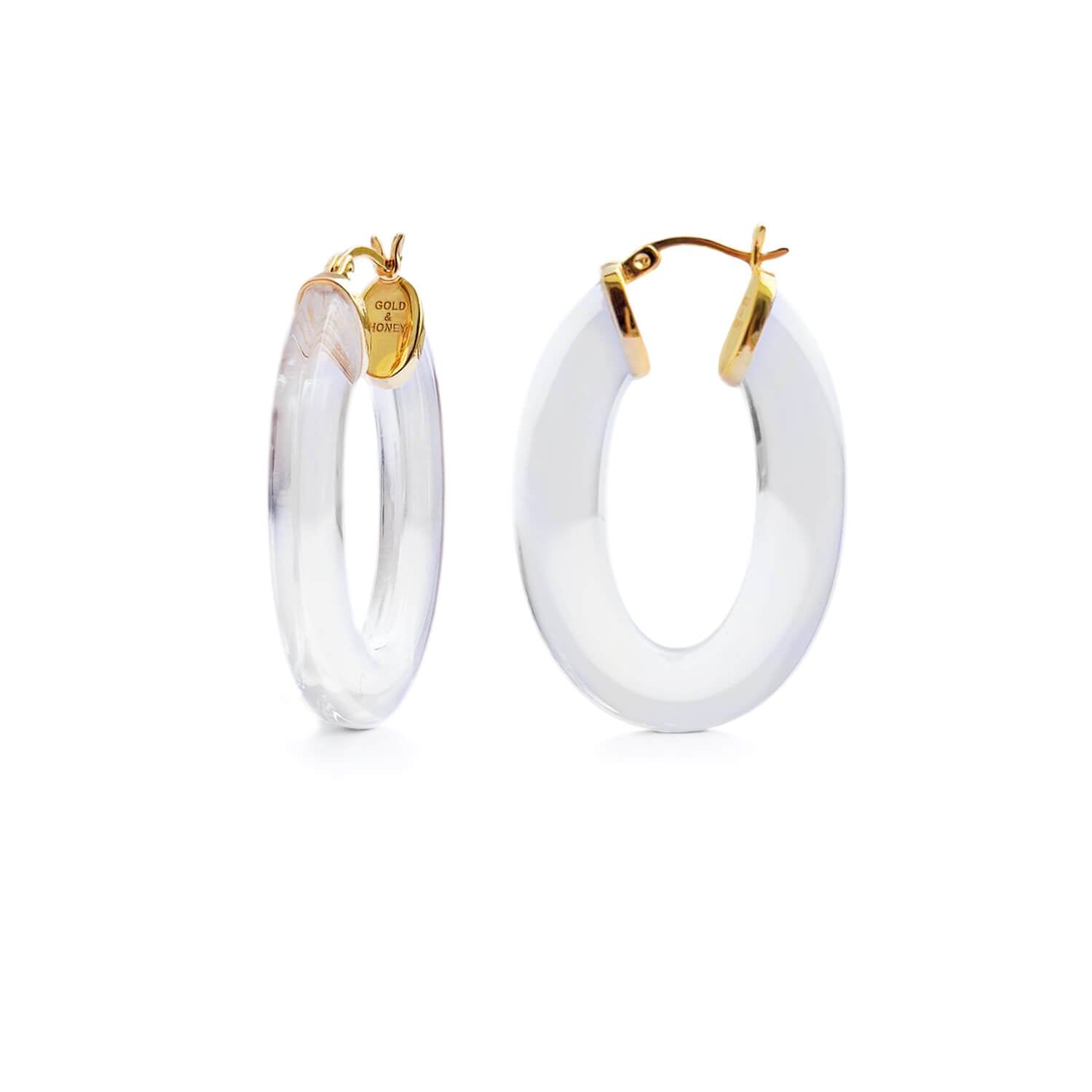 Flat Oval Lucite Hoop Earrings