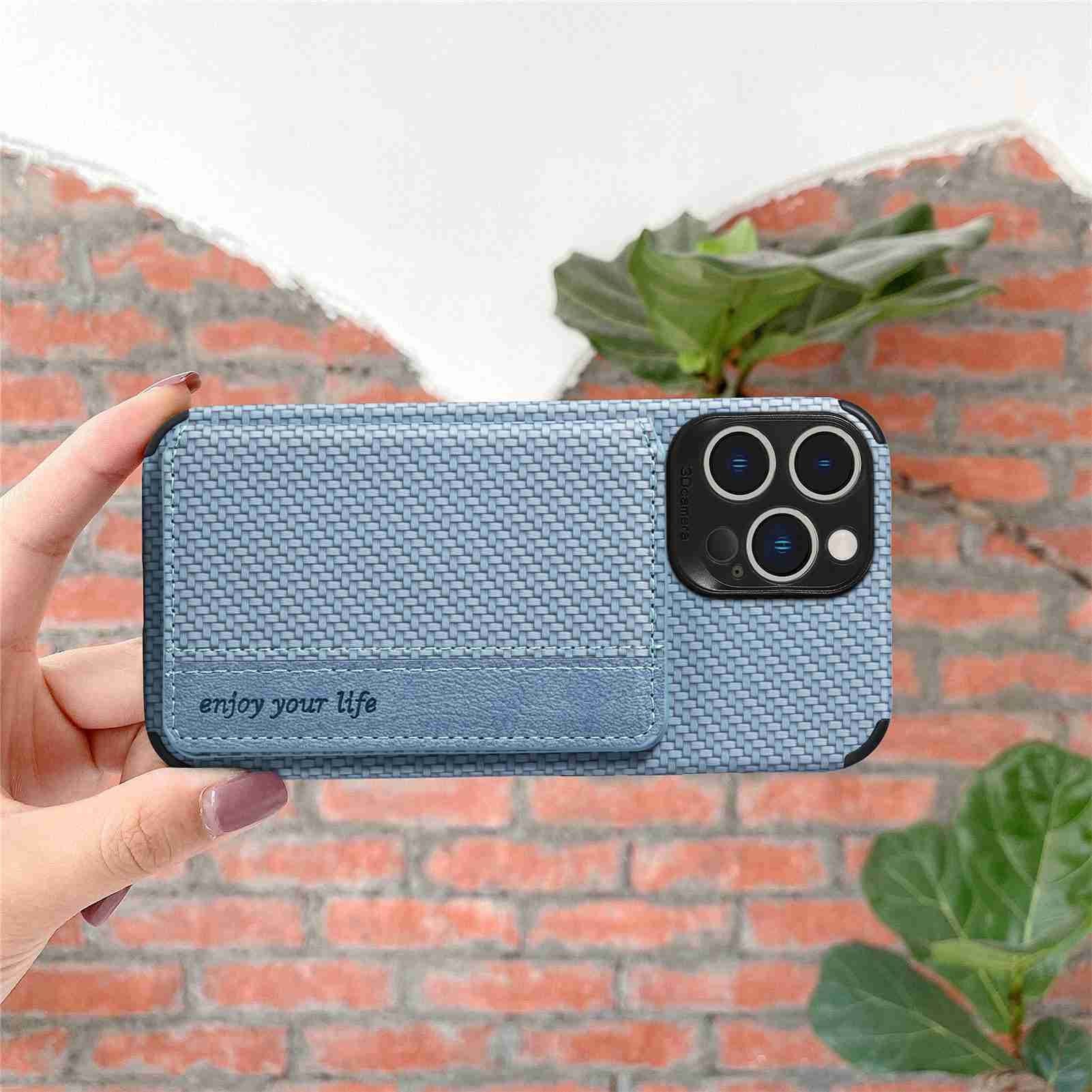 Flip Leather Phone Cover Card Slot Holder Woven Phone Case With Kickstand For IPhone14/14Plus/14Pro/14Pro Max; IPhone13/13Mini/13Pro/13Pro Max; IPhone12 series; IPhone11 series; IPhone X series