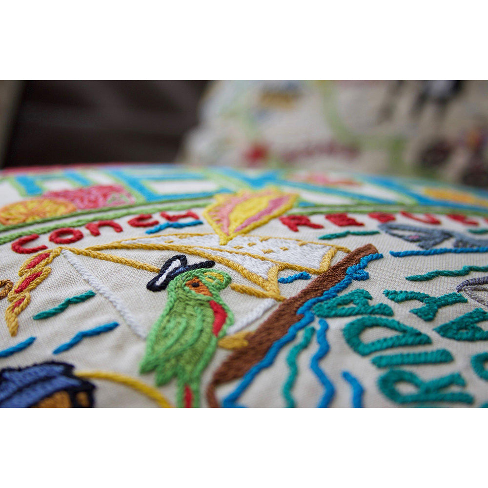 The Keys Florida Hand-Embroidered Pillow