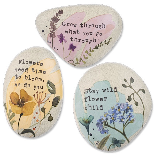 Flower Inspirational Painted Art Rocks