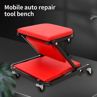 Foldable Creeper, 2-in-1 Rolling Garage Z Creeper Car & Seat, 36" Roller Mechanics Under Car Chair, 330 LBS Weight Capacity Heavy Duty