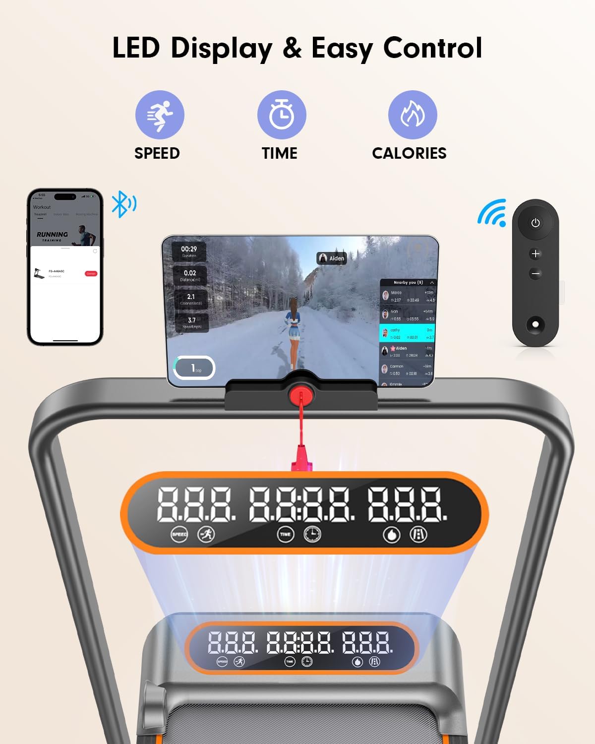 Foldable Treadmill with 8% Incline, Upgrade 3.5HP Low Noise Walking Pad Treadmill with Handle Bar, Trisomy 4 in 1 Portable Under Desk Treadmills for Home/Office, 330 Lbs Capacity, APP & Remote Control