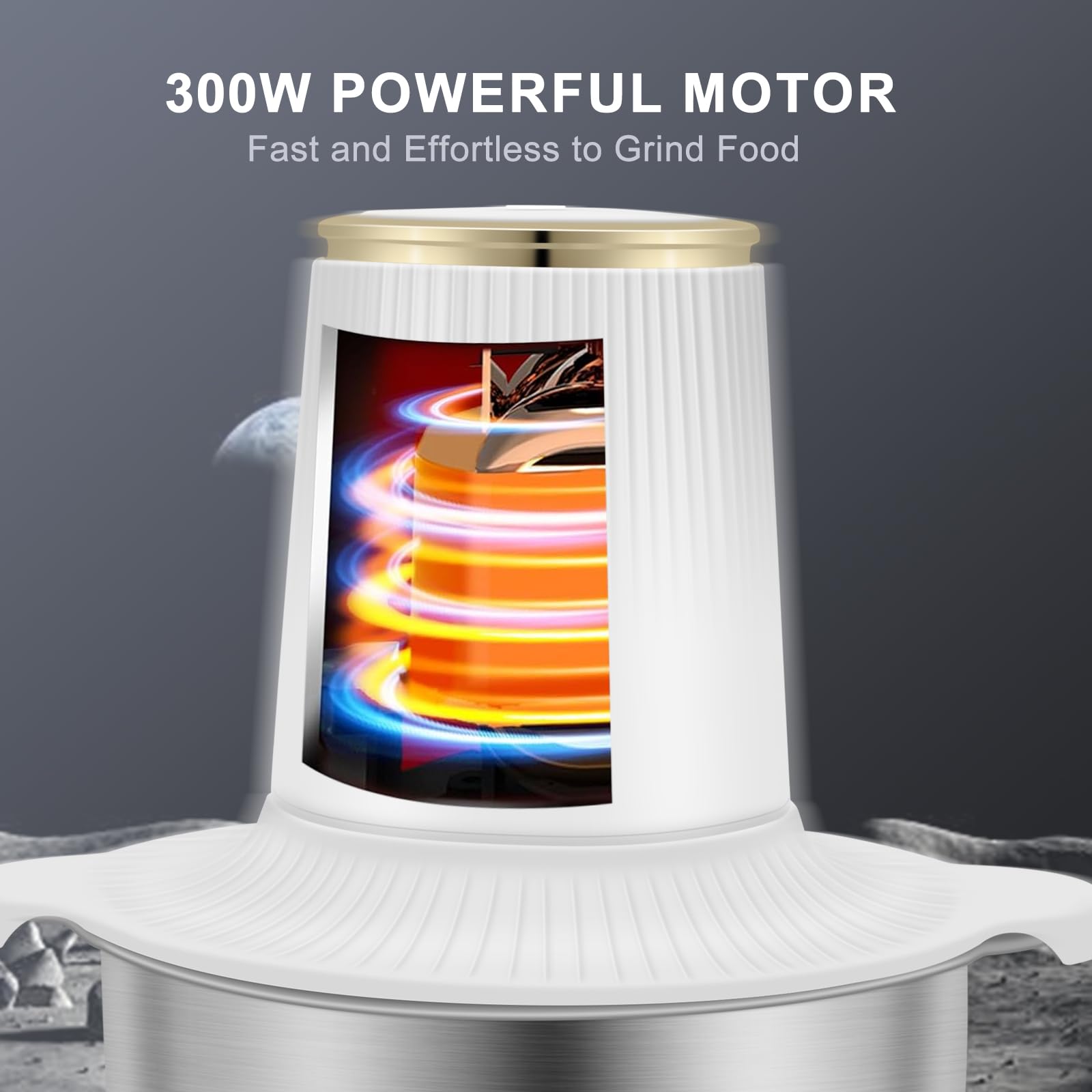 Food Processor, 5 Speed Meat Grinder Electric Food Chopper with 2 Bowls (8 Cup+8 Cup), 4 Bi-Level Blades Mini Kitchen Cutter for Vegetable, Onion, Garlic, Meat, Nuts, and Baby Food (300W Blue-2L)