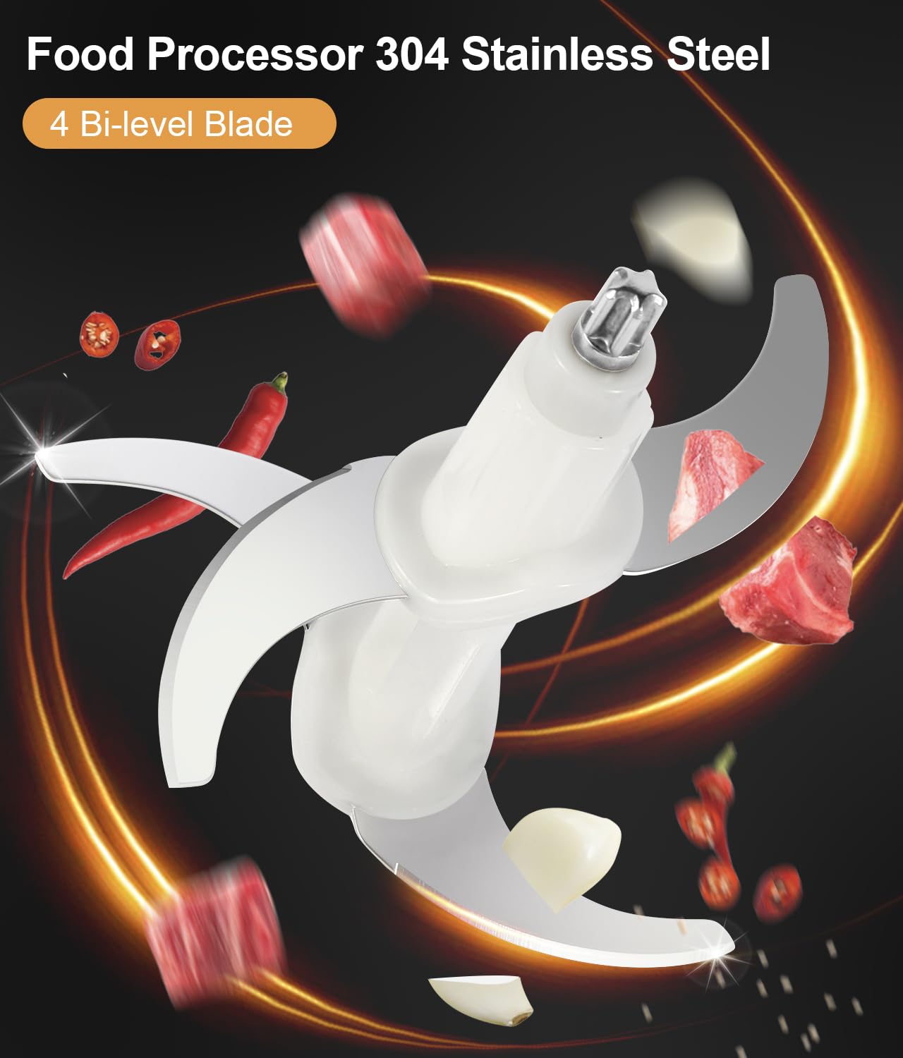 Food Processor, 500W Powerful Meat Grinder, 14Cup Stainless Steel Bowl, 3 Speed Modes 4 Bi-Level Blades for Onion, Meat, Nuts, Fruit, Garlic, Vegetable, Baby Food