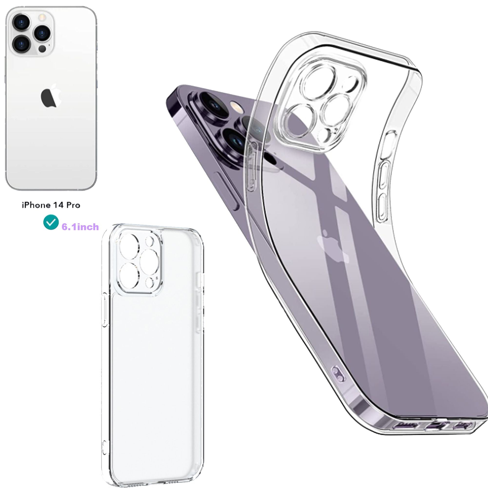 For IPhone14 Pro Max Case; Full Lens Protector [Non-Yellowing] [Military Grade Shockproof] Protective Phone Cases Slim Thin Anti-Fingerprint Cover 6.7 Inch; IPhone 14 Pro Case