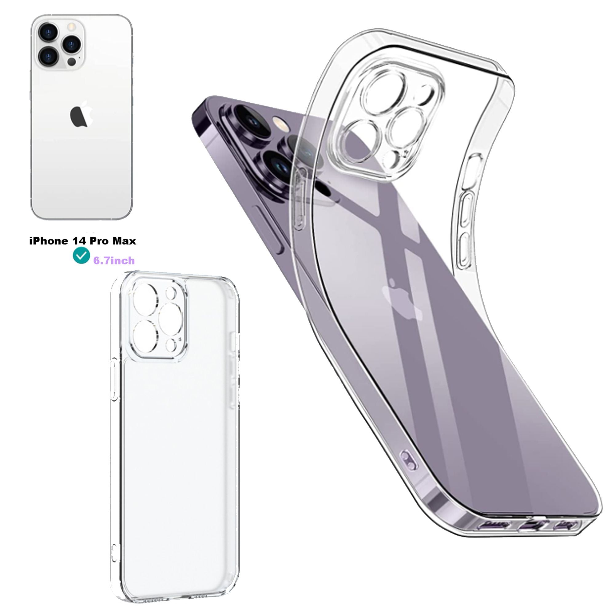 For IPhone14 Pro Max Case; Full Lens Protector [Non-Yellowing] [Military Grade Shockproof] Protective Phone Cases Slim Thin Anti-Fingerprint Cover 6.7 Inch; IPhone 14 Pro Case