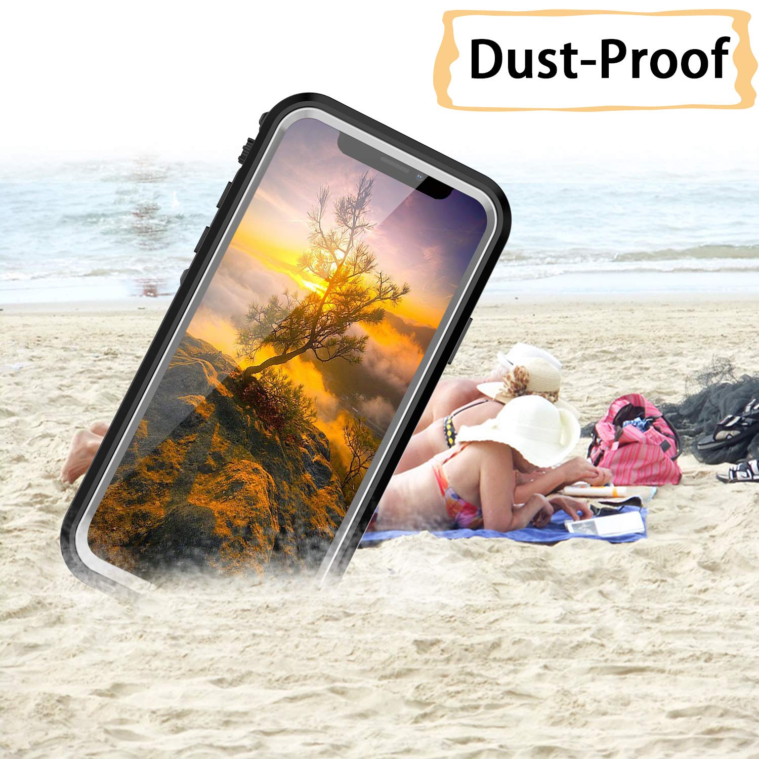 for Waterproof iPhone 11 Pro Max Case - Full Body Bumper Case Waterproof Rugged Protection with Built-in Screen Black