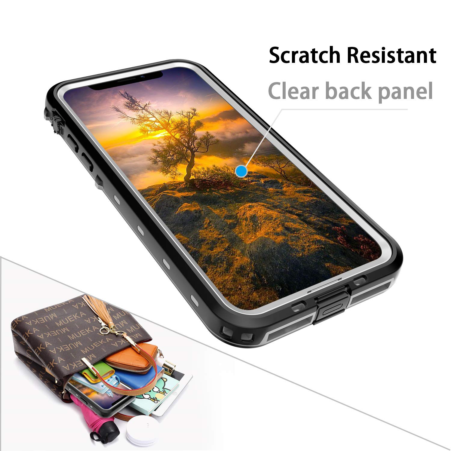 for Waterproof iPhone 11 Pro Max Case - Full Body Bumper Case Waterproof Rugged Protection with Built-in Screen Black