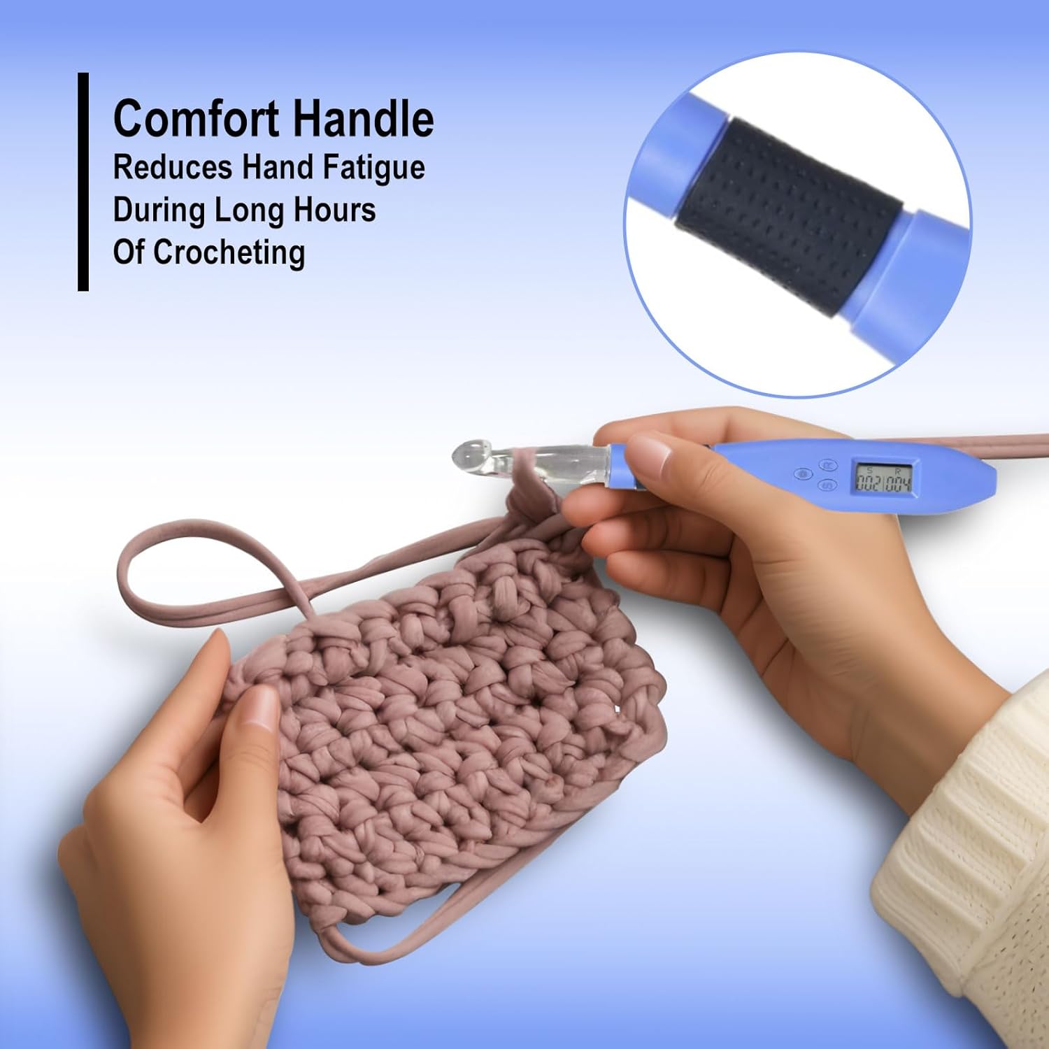 Foxyoo Crochet Hooks Set - 18 Pcs Interchangeable Ergonomic Crochet Hook Kit for Crocheting Beginners and Enthusiasts