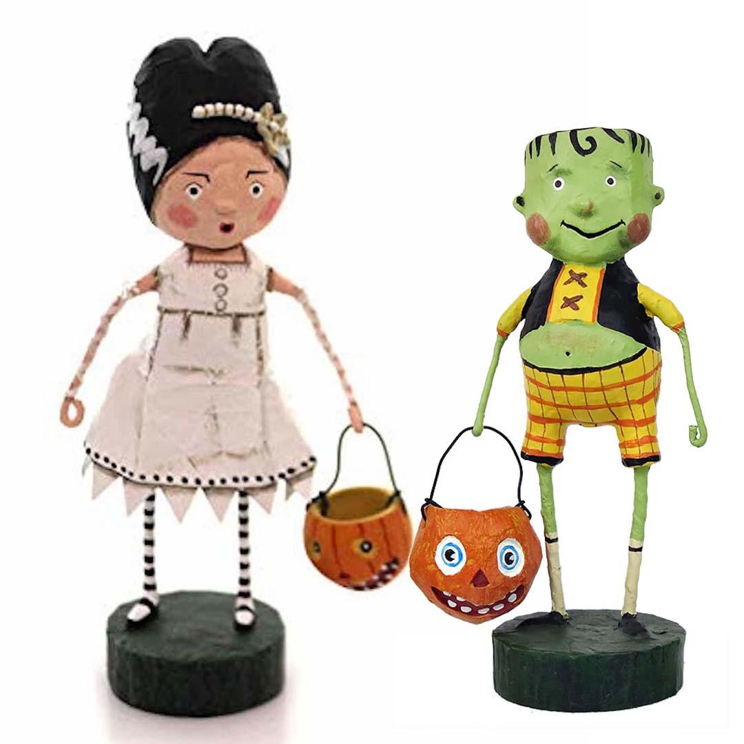 Bride of Frankie Stein and Little Frankie Stein Set of 2 Figurines by Lori Mitchell