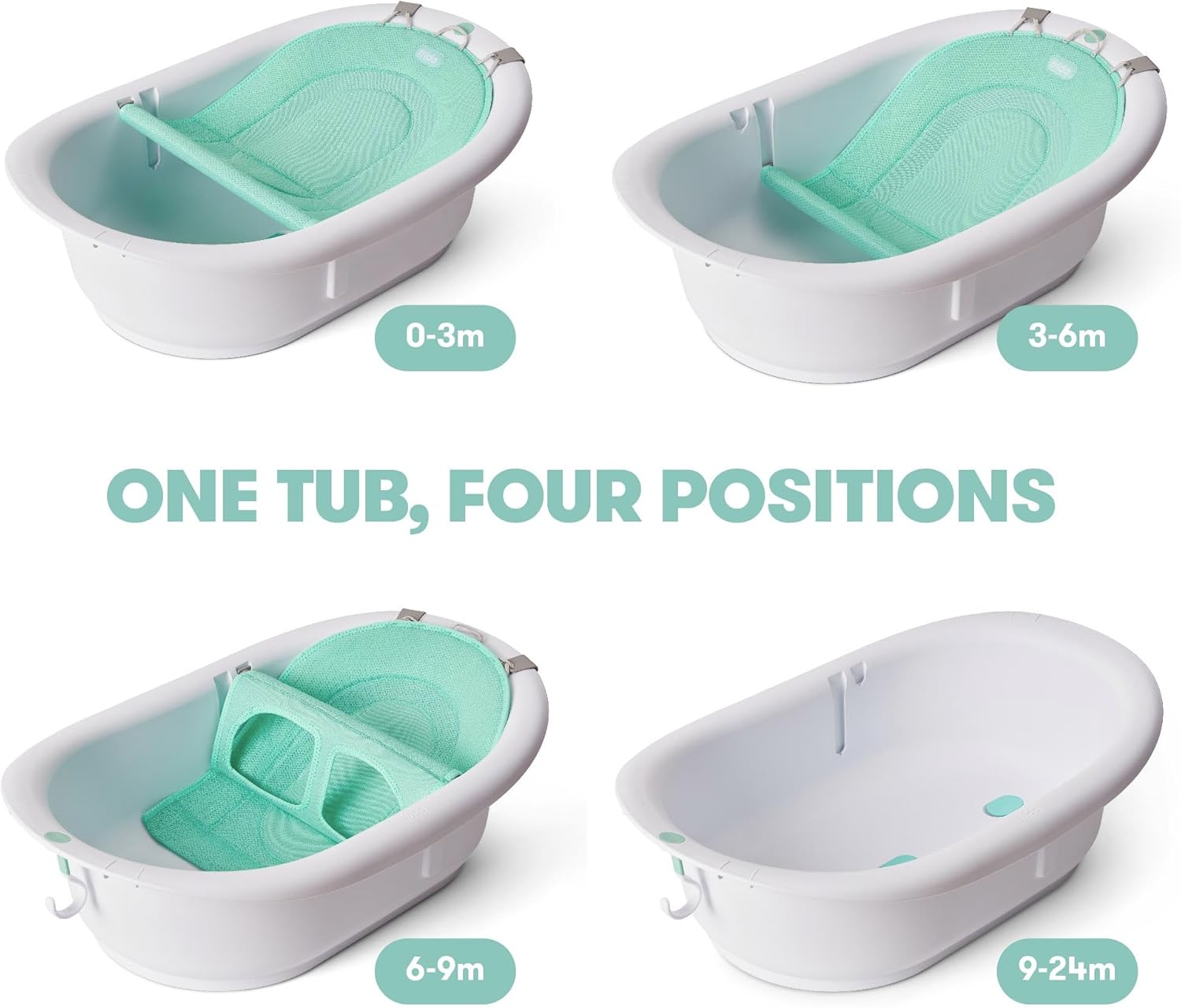 Frida Baby 4-in-1 Grow-with-Me Baby Bathtub, Baby Tub for Newborns to Toddler with Removable Bath Seat & Backrest for Bath Support in Tub