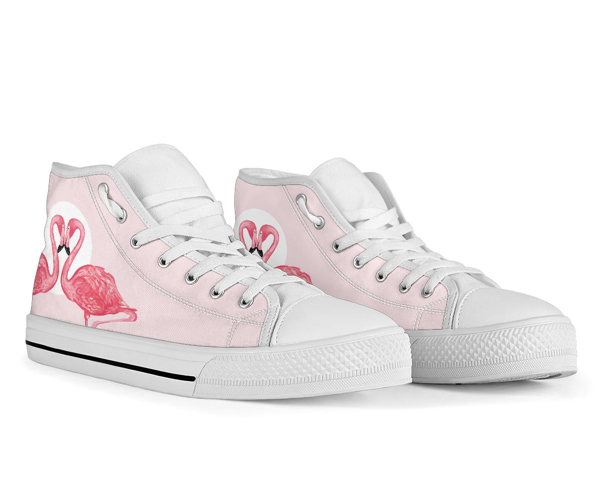 Pink Flamingo Love High Top Shoes