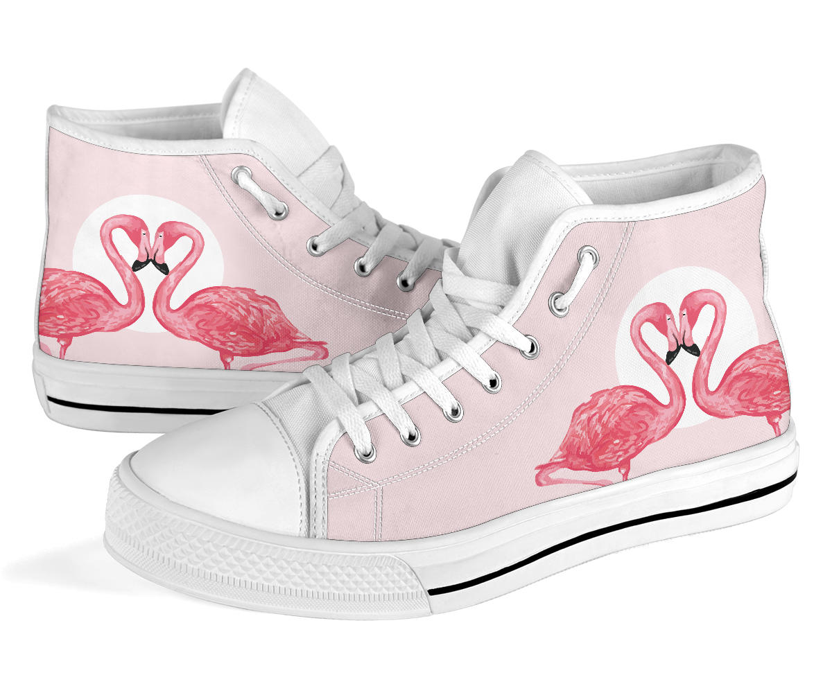 Pink Flamingo Love High Top Shoes