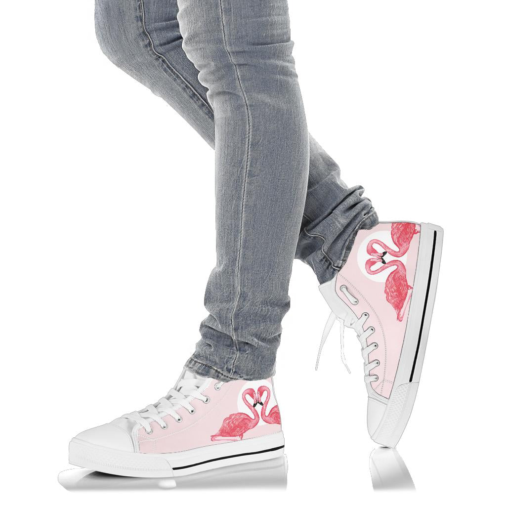 Pink Flamingo Love High Top Shoes