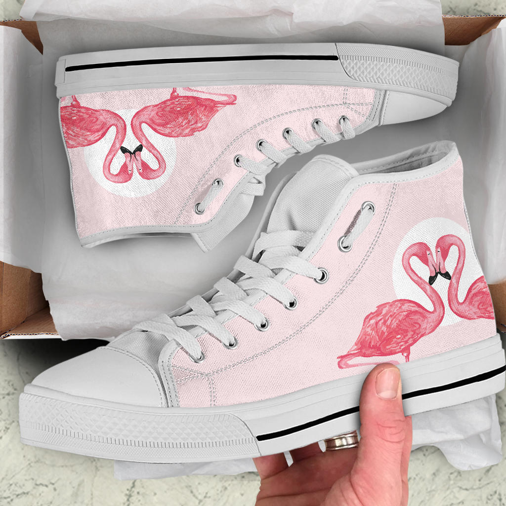 Pink Flamingo Love High Top Shoes