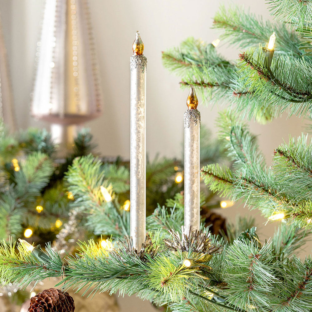 Frosted Ivory Glass Taper Candle Clip-on Set of 2