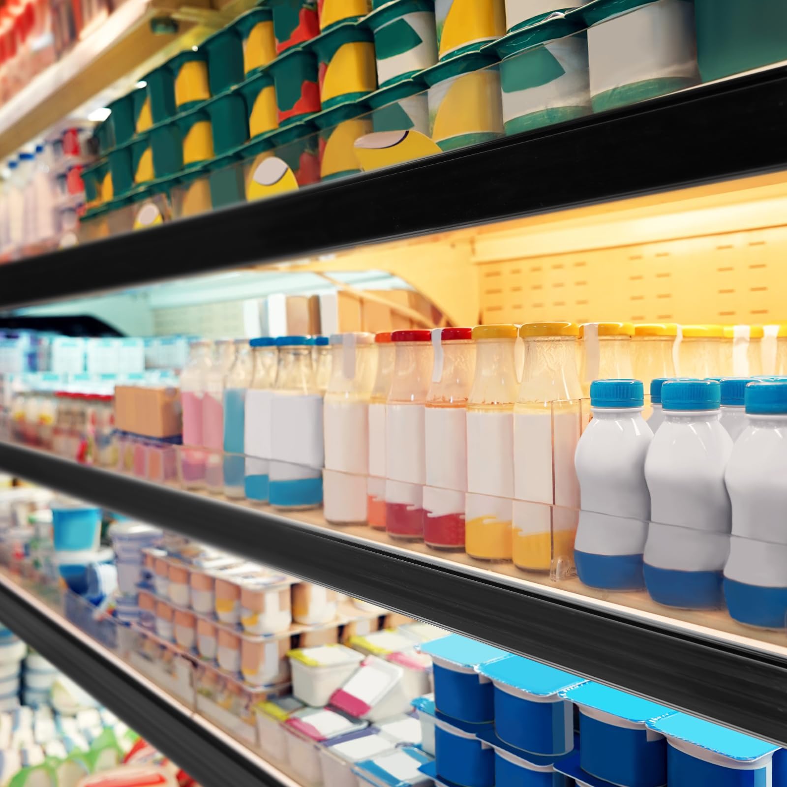 Fulmoon 50 Pcs 27 x 1.26 Inch Wire Shelf Label Holder Strip Price Tag Black Back Plastic Label Holder with Clear PVC Cover Black Back for Refrigeration Cases Cooler Shelf