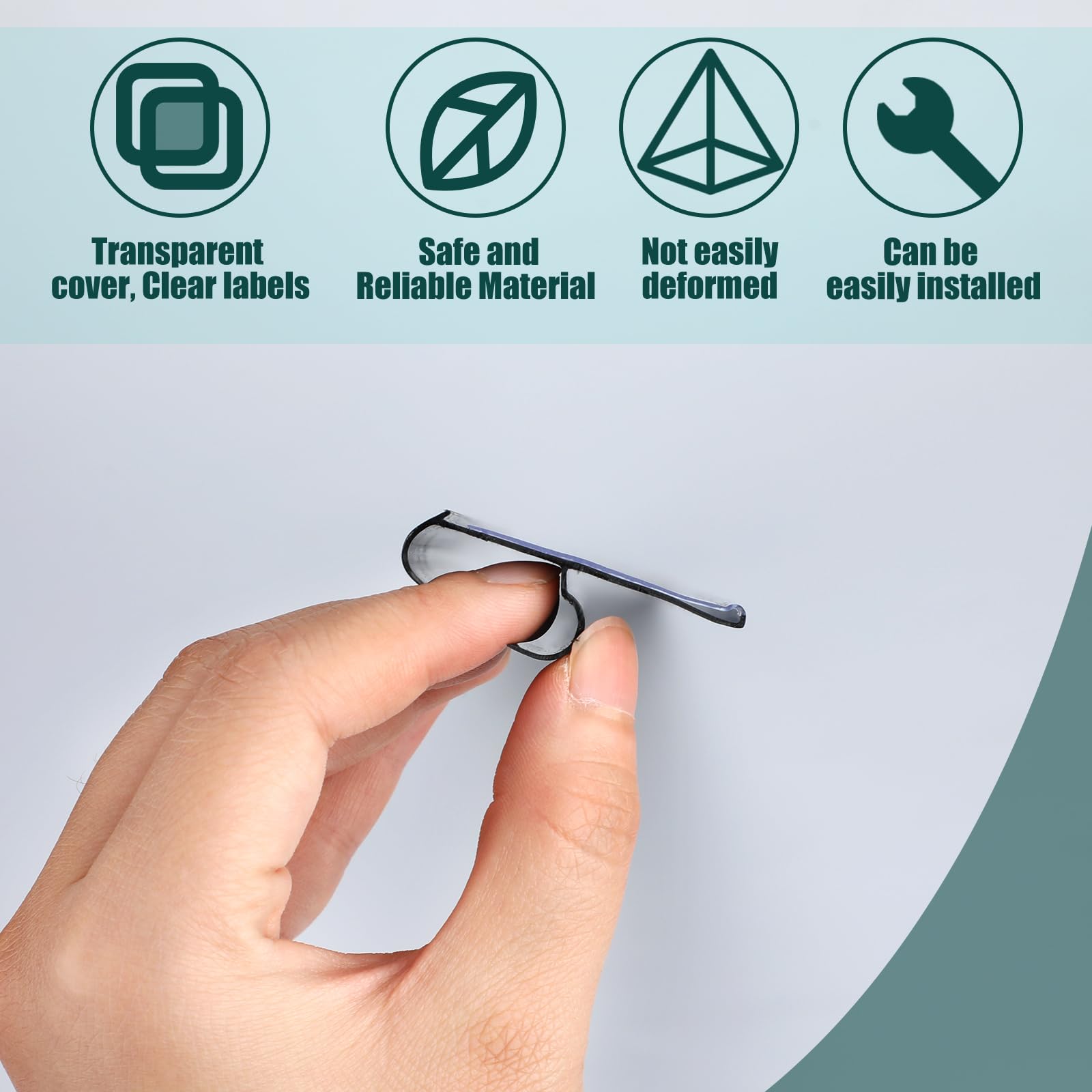 Fulmoon 50 Pcs 27 x 1.26 Inch Wire Shelf Label Holder Strip Price Tag Black Back Plastic Label Holder with Clear PVC Cover Black Back for Refrigeration Cases Cooler Shelf