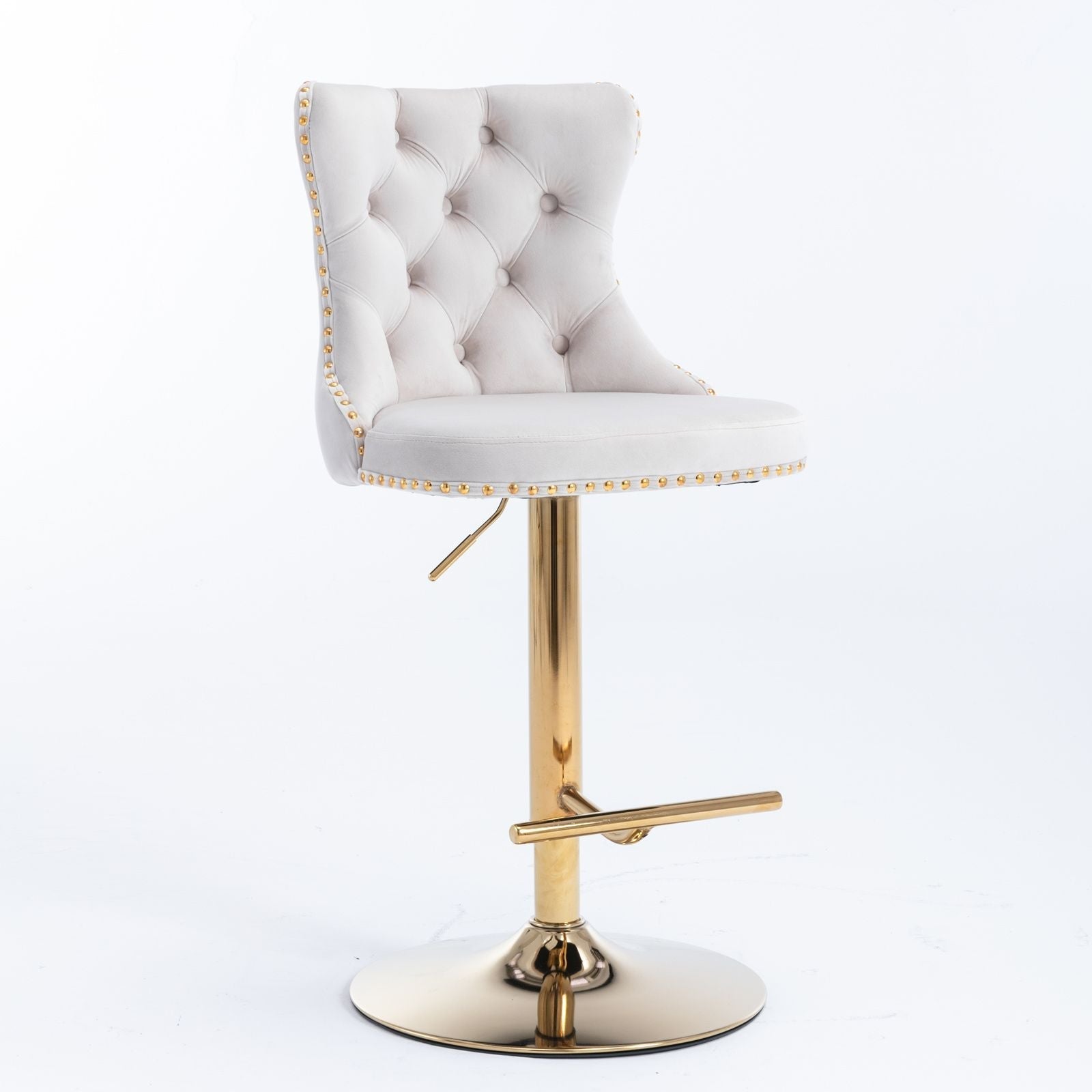 Furniture,Golden Swivel Velvet Barstools Adjusatble Seat Height from 25-33 Inch, Modern Upholstered Bar Stools with Backs Comfortable Tufted for Home Pub and Kitchen Island