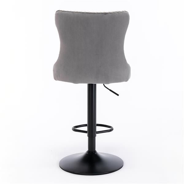Furniture,Swivel Velvet Barstools Adjusatble Seat Height from 25-33 Inch,17.7 inch base, Modern Upholstered Bar Stools with Backs Comfortable Tufted for Home Pub and Kitchen Island,Gray,Set of 2