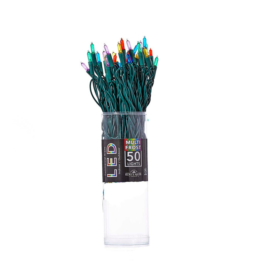 50-Light Miniature Clear Multi-Color LED Green Wire Light Set