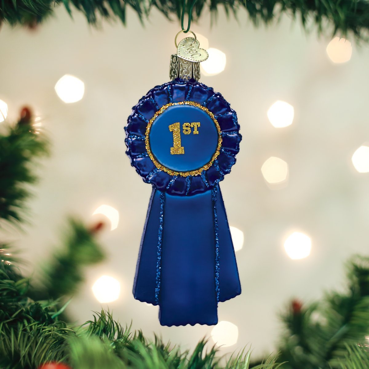 Old World Christmas Blue Ribbon