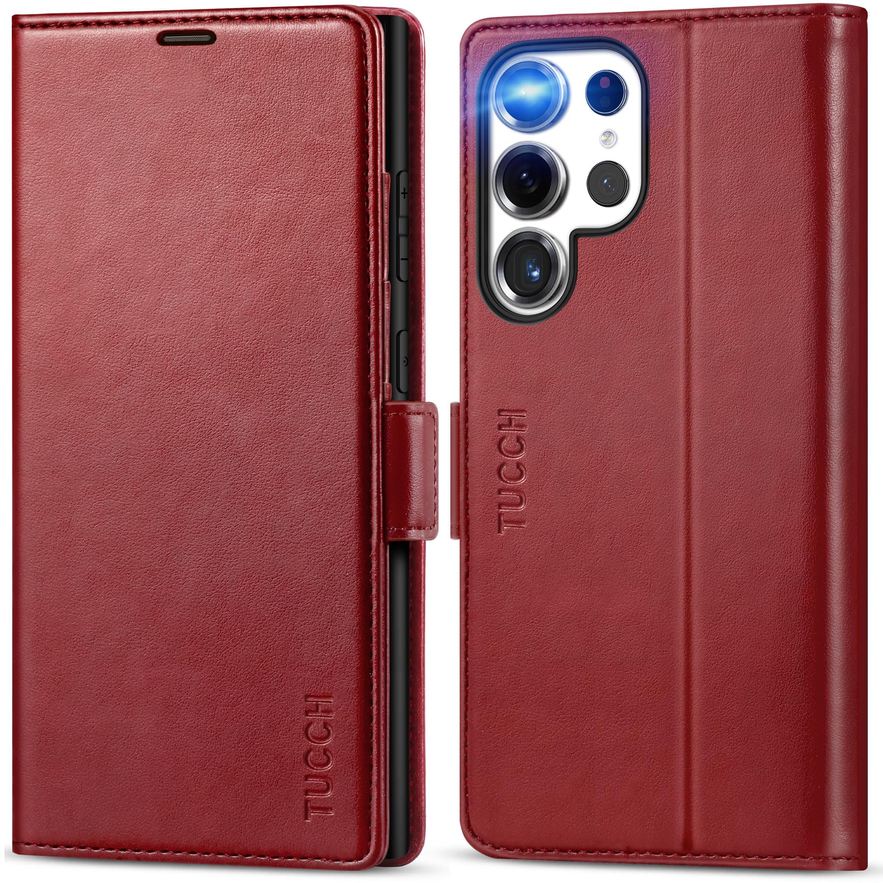 Galaxy S25 Ultra, Kickstand [RFID Blocking] Card Holder, Folio Magnetic PU Leather [TPU Shockproof Interior Case] Protective Folio Cover Compatible with Galaxy S25 Ultra, Black