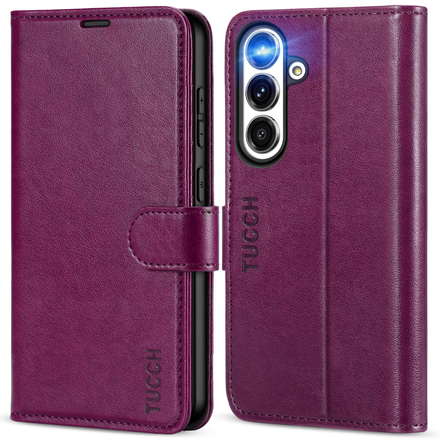 Galaxy S25 Ultra, Kickstand [RFID Blocking] Card Holder, Folio Magnetic PU Leather [TPU Shockproof Interior Case] Protective Folio Cover Compatible with Galaxy S25 Ultra, Black