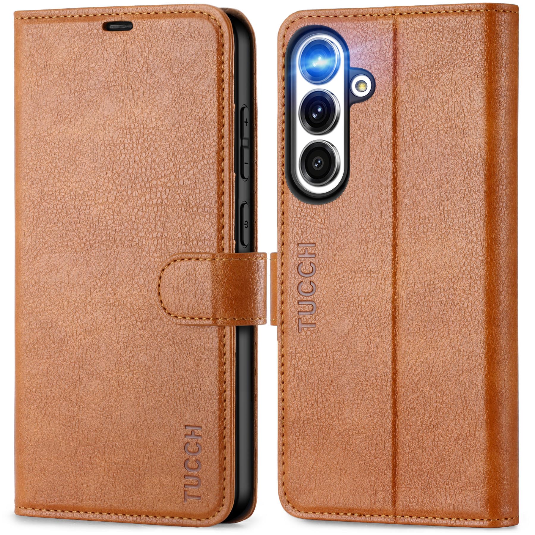 Galaxy S25 Ultra, Kickstand [RFID Blocking] Card Holder, Folio Magnetic PU Leather [TPU Shockproof Interior Case] Protective Folio Cover Compatible with Galaxy S25 Ultra, Black