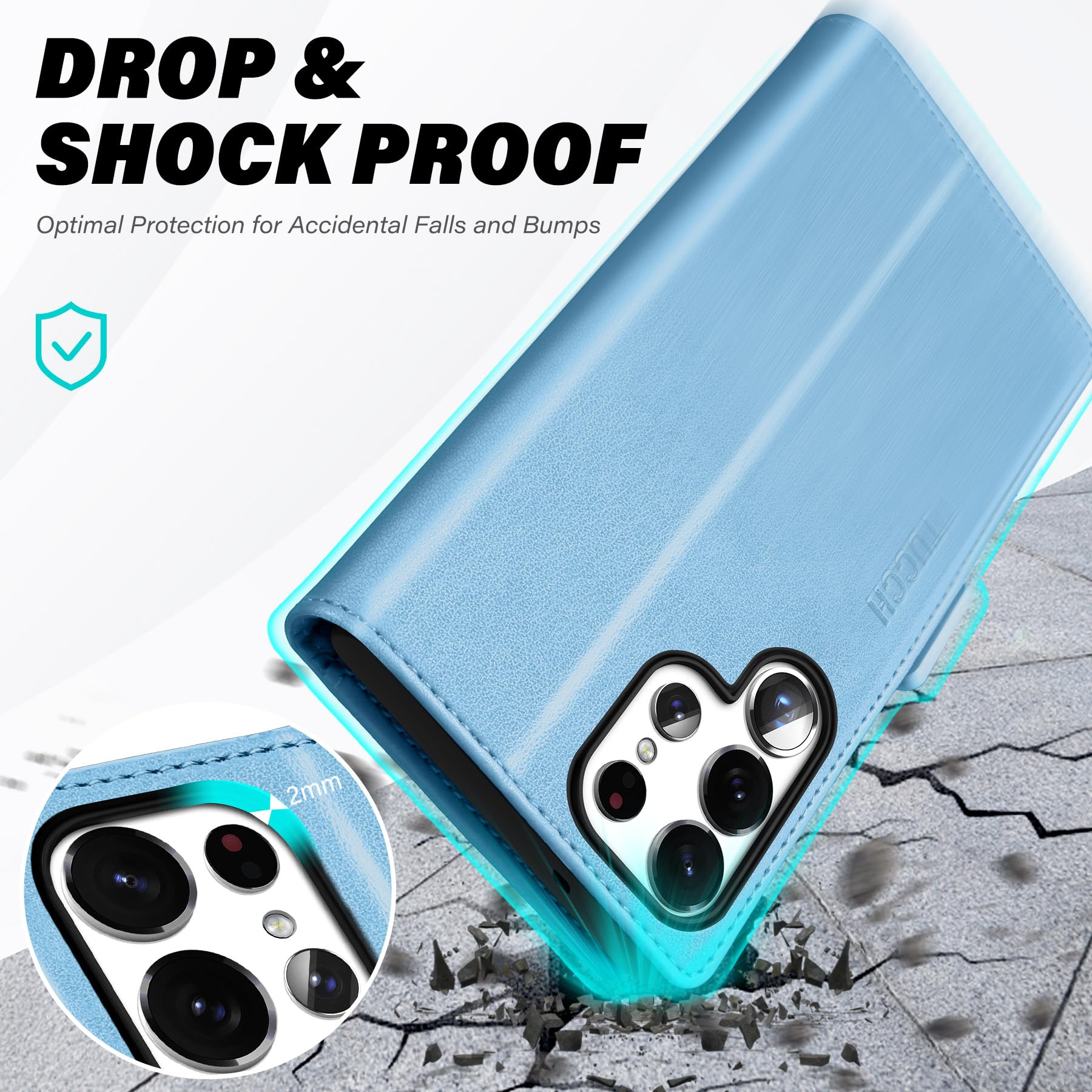 Galaxy S25 Ultra, Kickstand [RFID Blocking] Card Holder, Folio Magnetic PU Leather [TPU Shockproof Interior Case] Protective Folio Cover Compatible with Galaxy S25 Ultra, Black