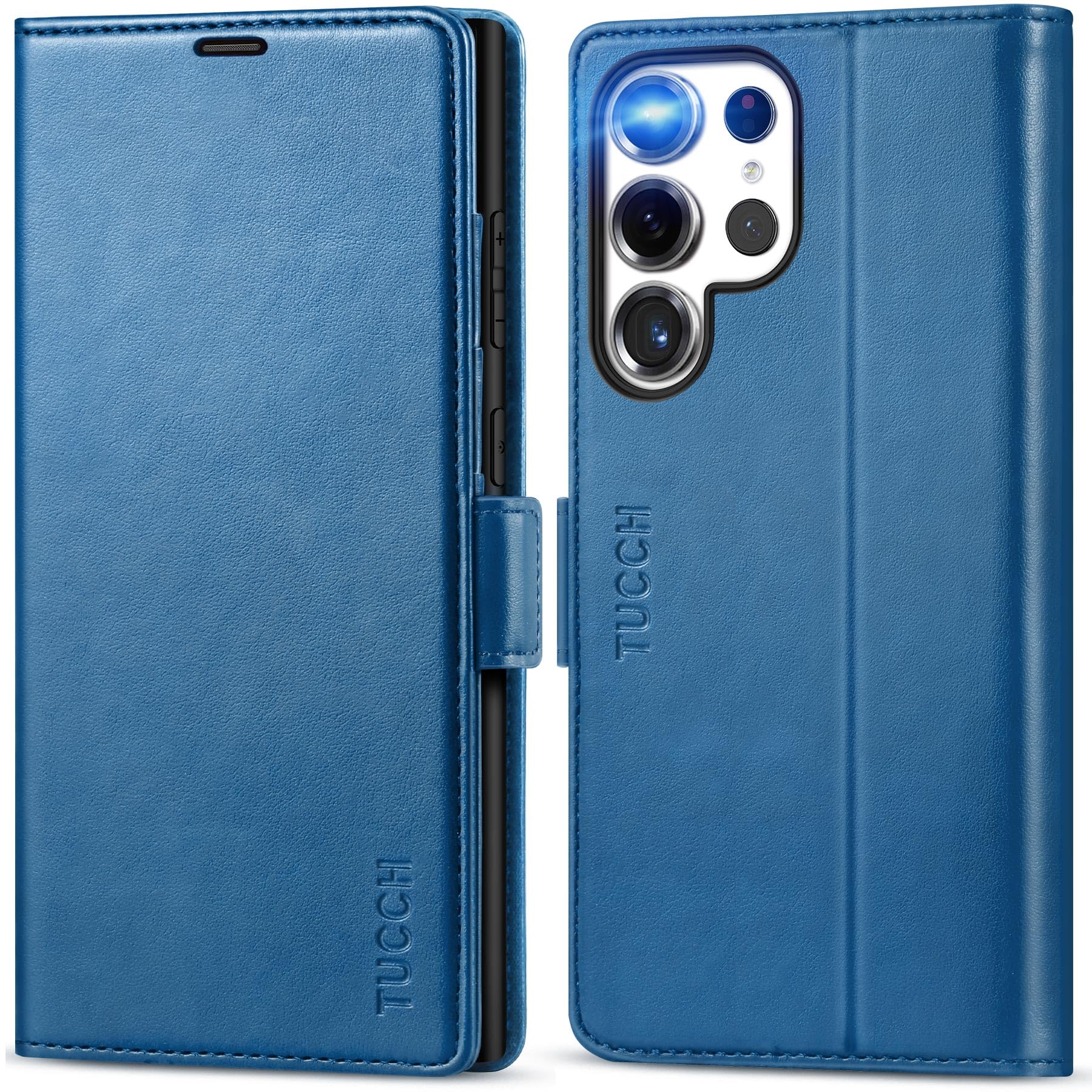 Galaxy S25 Ultra, Kickstand [RFID Blocking] Card Holder, Folio Magnetic PU Leather [TPU Shockproof Interior Case] Protective Folio Cover Compatible with Galaxy S25 Ultra, Black