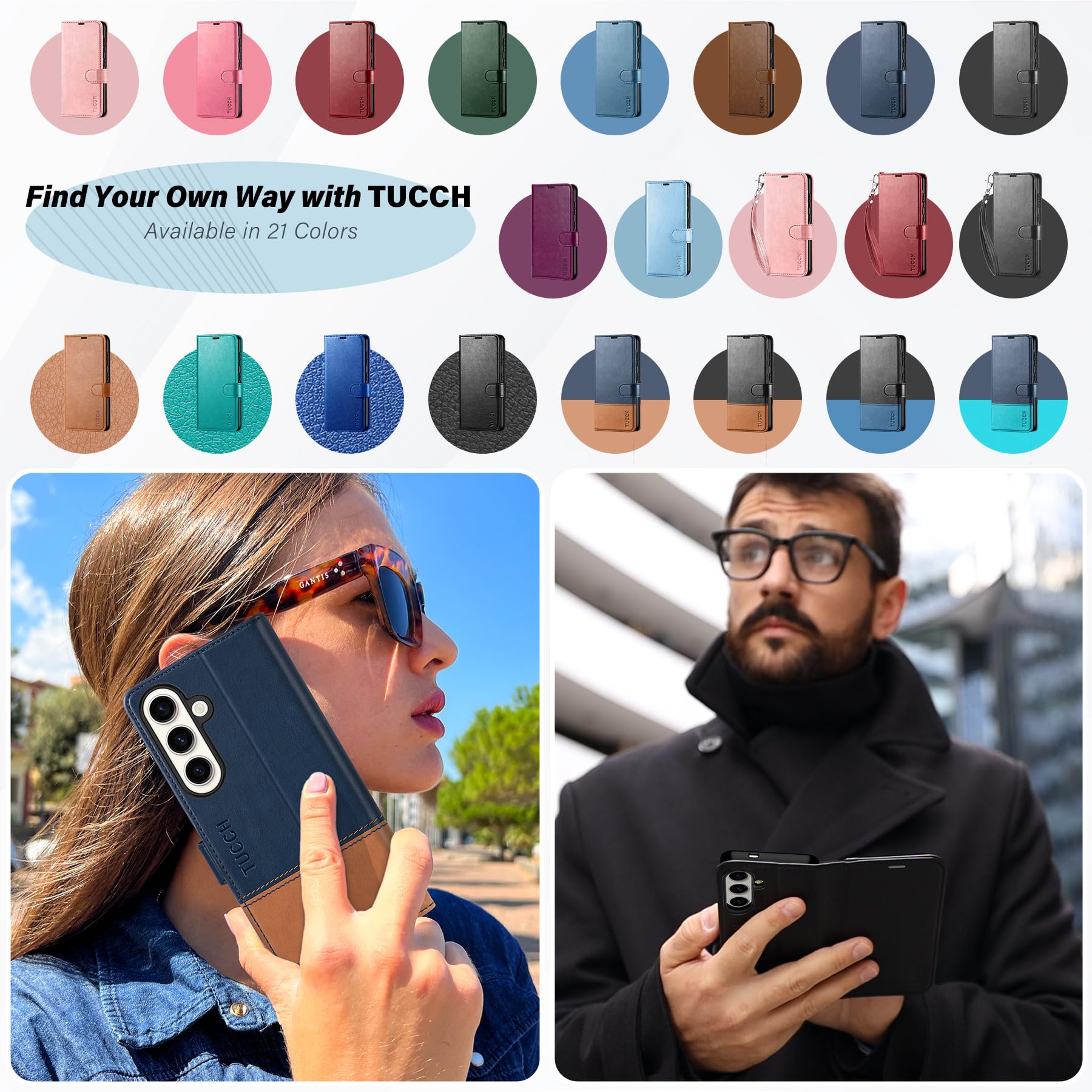 Galaxy S25 Ultra, Kickstand [RFID Blocking] Card Holder, Folio Magnetic PU Leather [TPU Shockproof Interior Case] Protective Folio Cover Compatible with Galaxy S25 Ultra, Black