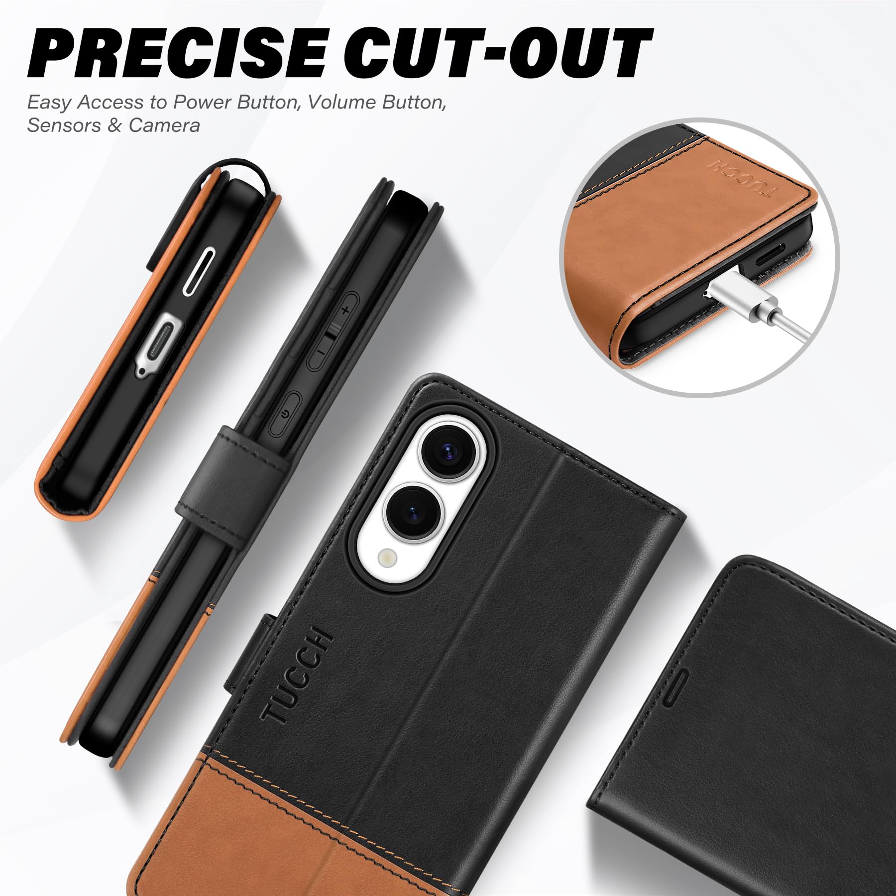 Galaxy S25 Ultra, Kickstand [RFID Blocking] Card Holder, Folio Magnetic PU Leather [TPU Shockproof Interior Case] Protective Folio Cover Compatible with Galaxy S25 Ultra, Black