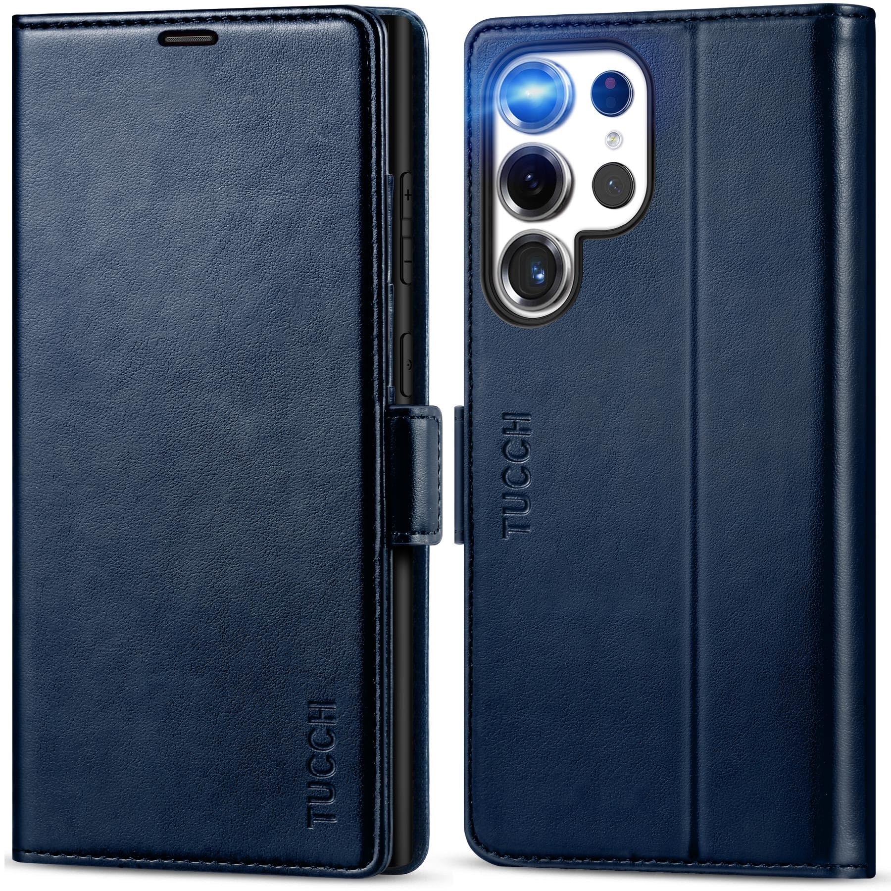 Galaxy S25 Ultra, Kickstand [RFID Blocking] Card Holder, Folio Magnetic PU Leather [TPU Shockproof Interior Case] Protective Folio Cover Compatible with Galaxy S25 Ultra, Black