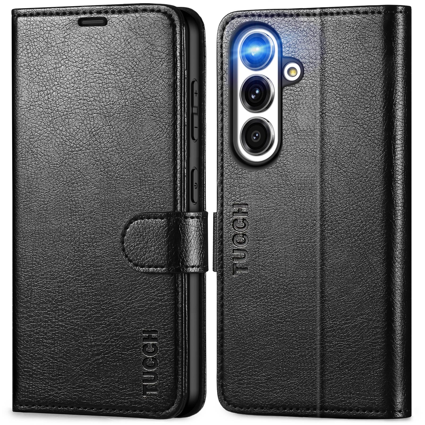 Galaxy S25 Ultra, Kickstand [RFID Blocking] Card Holder, Folio Magnetic PU Leather [TPU Shockproof Interior Case] Protective Folio Cover Compatible with Galaxy S25 Ultra, Black