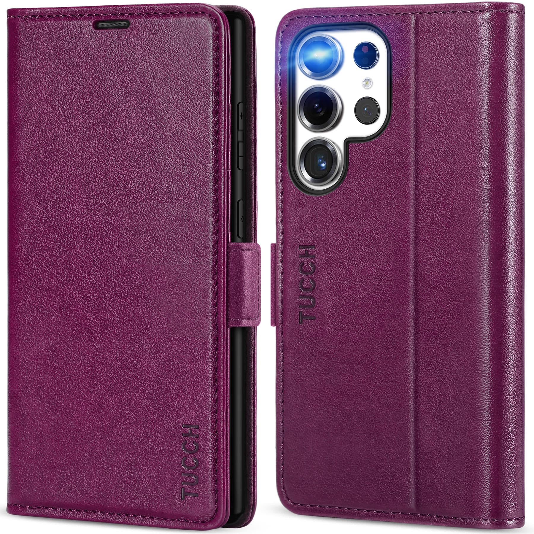 Galaxy S25 Ultra, Kickstand [RFID Blocking] Card Holder, Folio Magnetic PU Leather [TPU Shockproof Interior Case] Protective Folio Cover Compatible with Galaxy S25 Ultra, Black