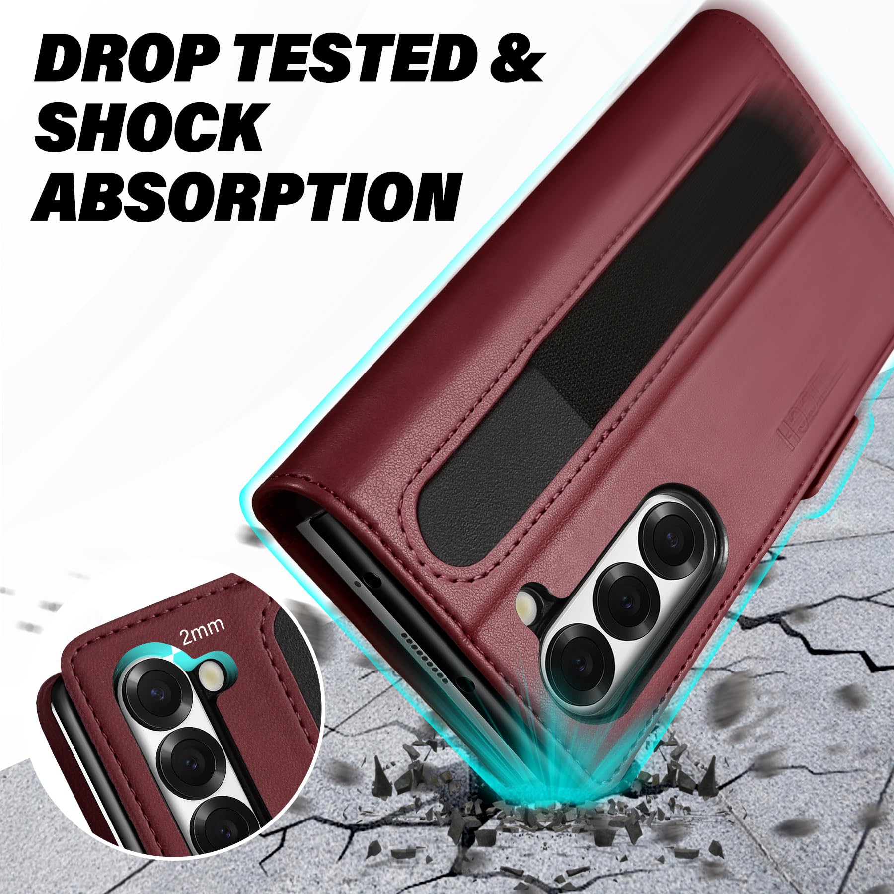 Galaxy Z Fold6 Wallet Case with S Pen Holder, PU Leather Flip Folio, Card Slots, RFID Blocking, Kickstand, Phone Cover for Galaxy Z Fold 6 2024 - Black