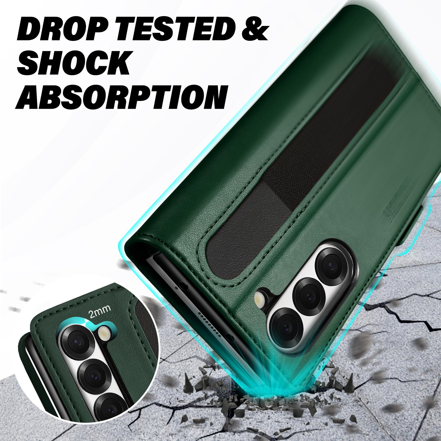 Galaxy Z Fold6 Wallet Case with S Pen Holder, PU Leather Flip Folio, Card Slots, RFID Blocking, Kickstand, Phone Cover for Galaxy Z Fold 6 2024 - Black