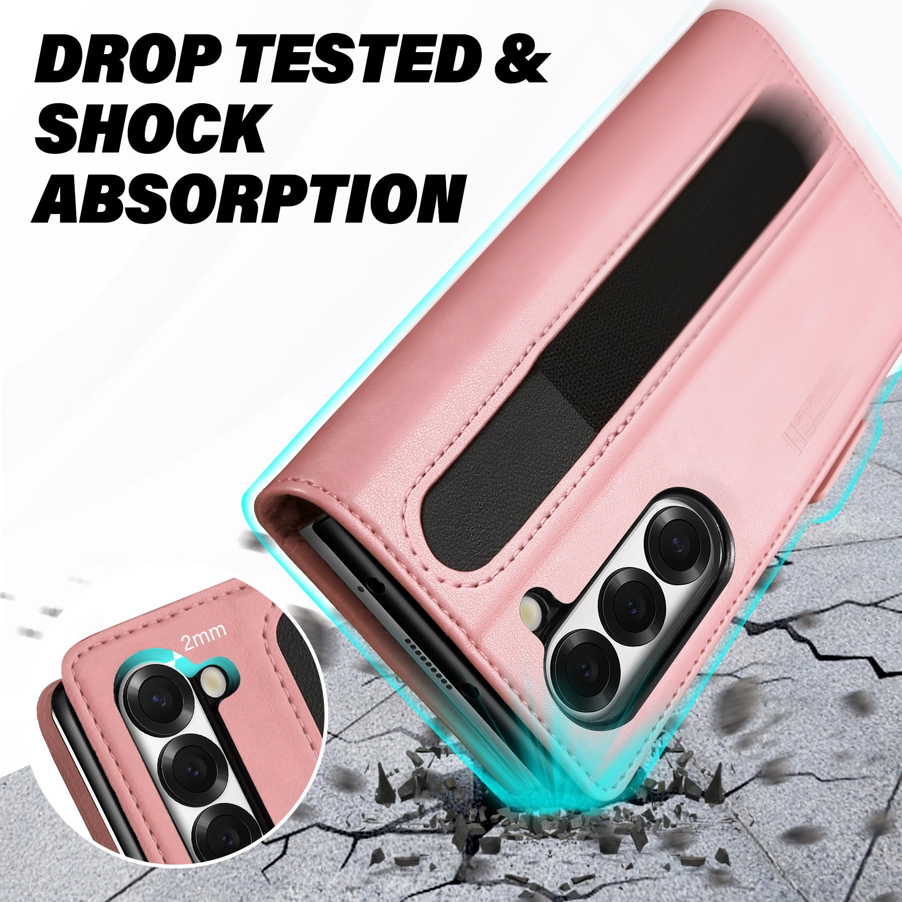 Galaxy Z Fold6 Wallet Case with S Pen Holder, PU Leather Flip Folio, Card Slots, RFID Blocking, Kickstand, Phone Cover for Galaxy Z Fold 6 2024 - Black