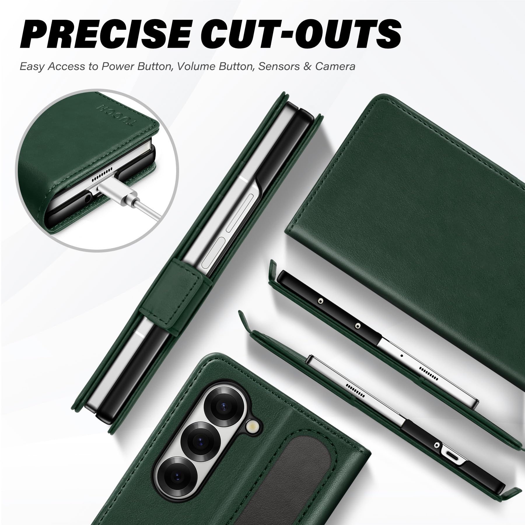 Galaxy Z Fold6 Wallet Case with S Pen Holder, PU Leather Flip Folio, Card Slots, RFID Blocking, Kickstand, Phone Cover for Galaxy Z Fold 6 2024 - Black