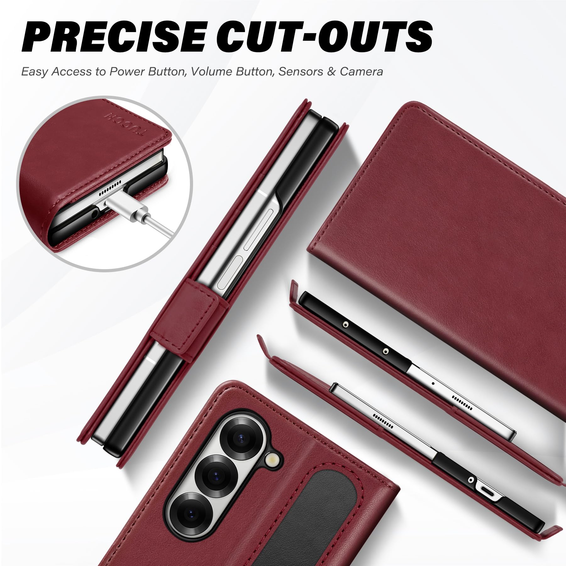 Galaxy Z Fold6 Wallet Case with S Pen Holder, PU Leather Flip Folio, Card Slots, RFID Blocking, Kickstand, Phone Cover for Galaxy Z Fold 6 2024 - Black