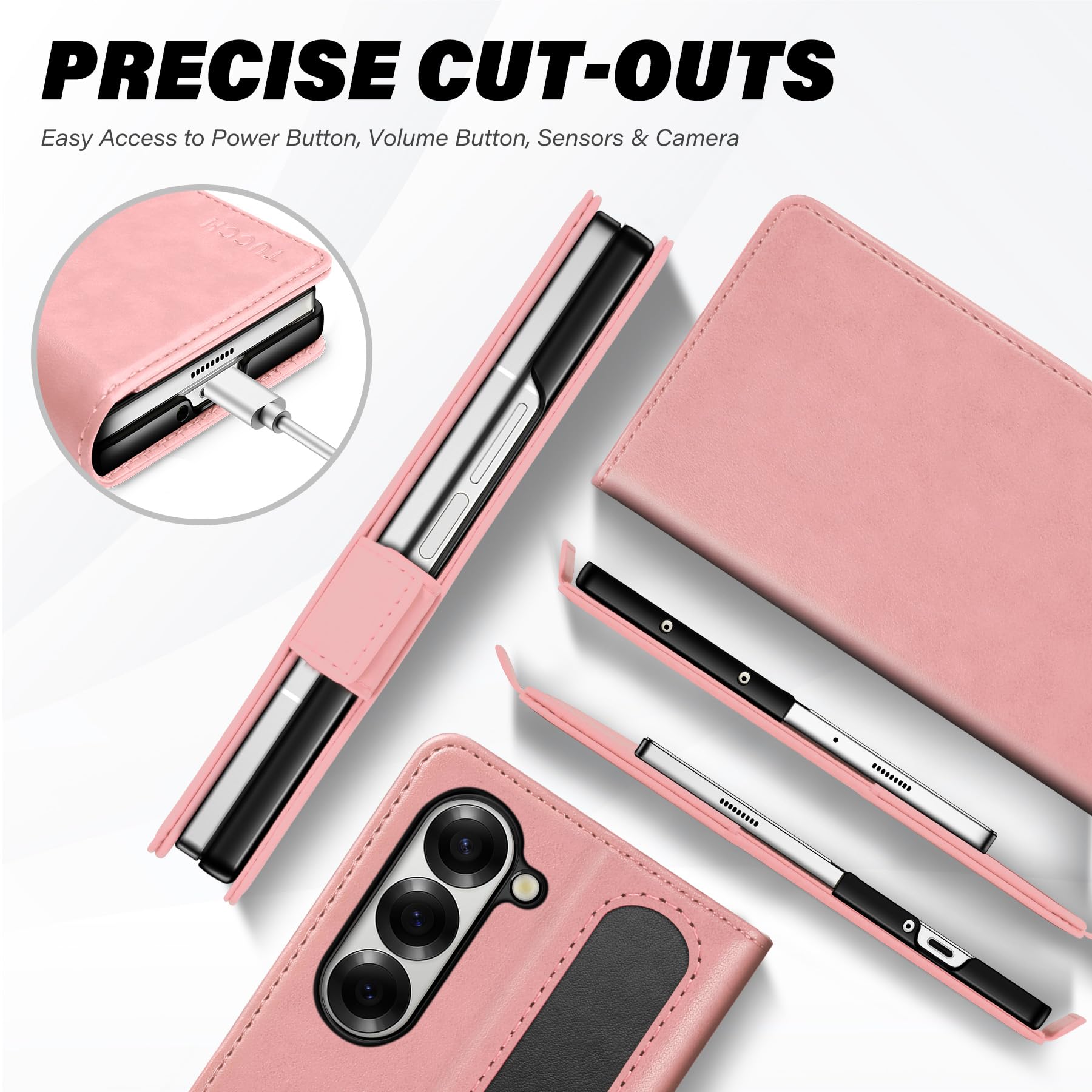 Galaxy Z Fold6 Wallet Case with S Pen Holder, PU Leather Flip Folio, Card Slots, RFID Blocking, Kickstand, Phone Cover for Galaxy Z Fold 6 2024 - Black