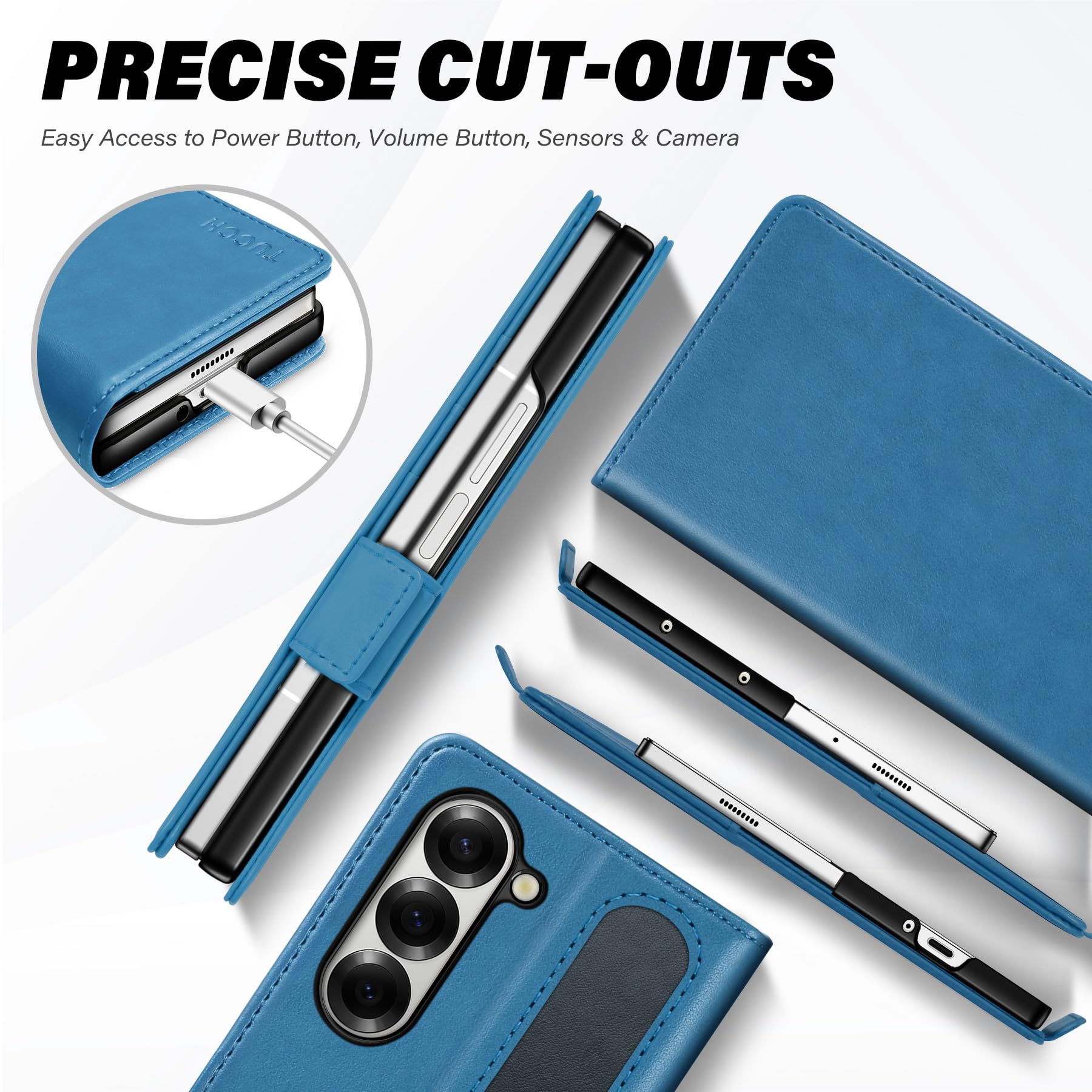 Galaxy Z Fold6 Wallet Case with S Pen Holder, PU Leather Flip Folio, Card Slots, RFID Blocking, Kickstand, Phone Cover for Galaxy Z Fold 6 2024 - Black