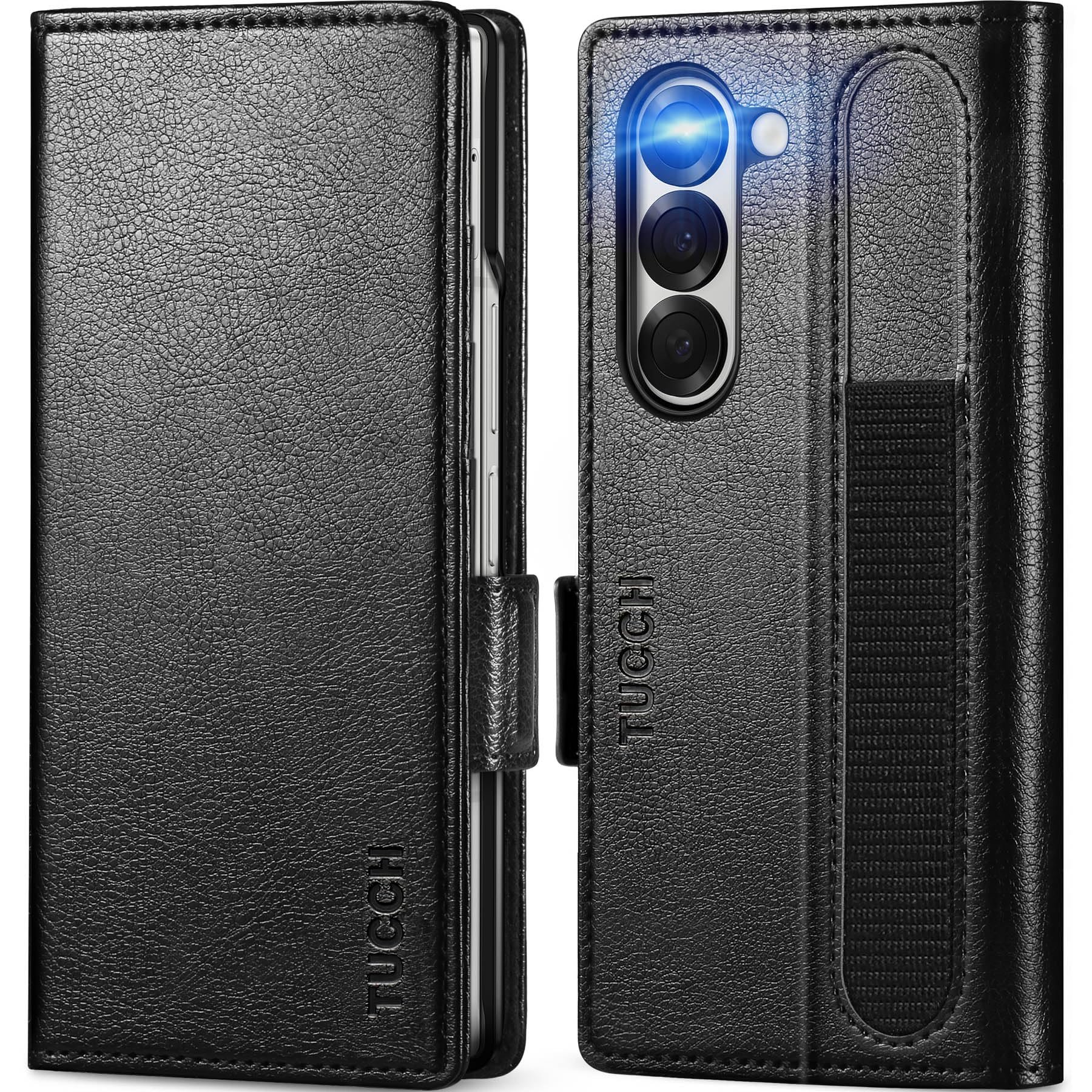 Galaxy Z Fold6 Wallet Case with S Pen Holder, PU Leather Flip Folio, Card Slots, RFID Blocking, Kickstand, Phone Cover for Galaxy Z Fold 6 2024 - Black