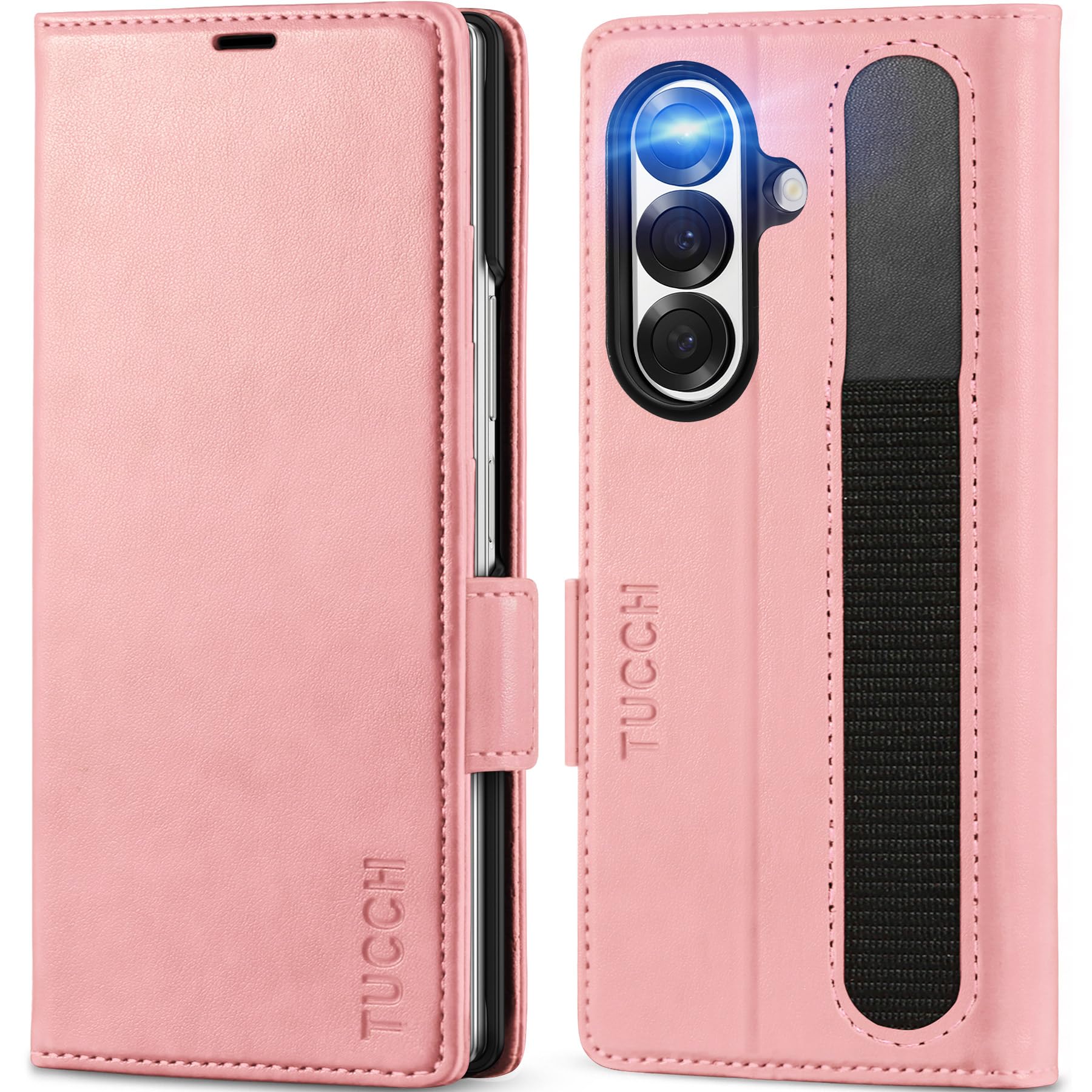 Galaxy Z Fold7 2025, PU Leather Folio Cover with Kickstand RFID Blocking [4 Card Slots] Magnetic Shock-Absorbent PC Shell Compatible with Galaxy Z Fold 7 (8.0") 5G, Black